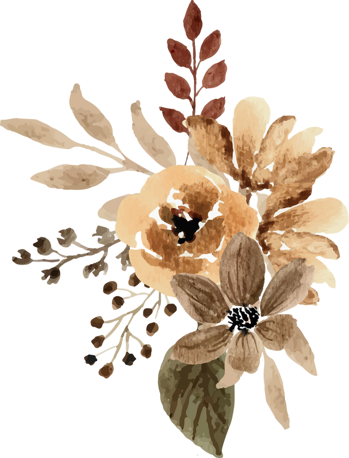 Brown Watercolor Flower Arrangement Bouquet