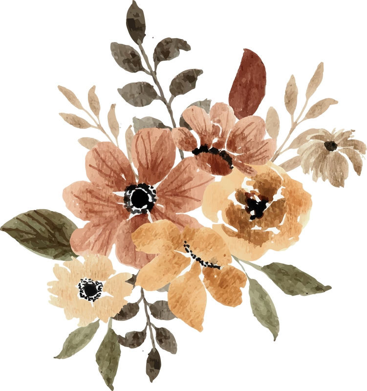 Brown Earthy Watercolor Flower Arrangement Bouquet