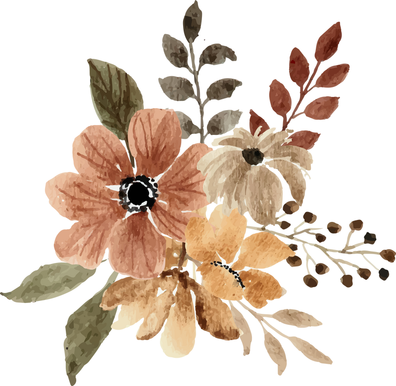 Brown Earthy Watercolor Flower Arrangement Bouquet